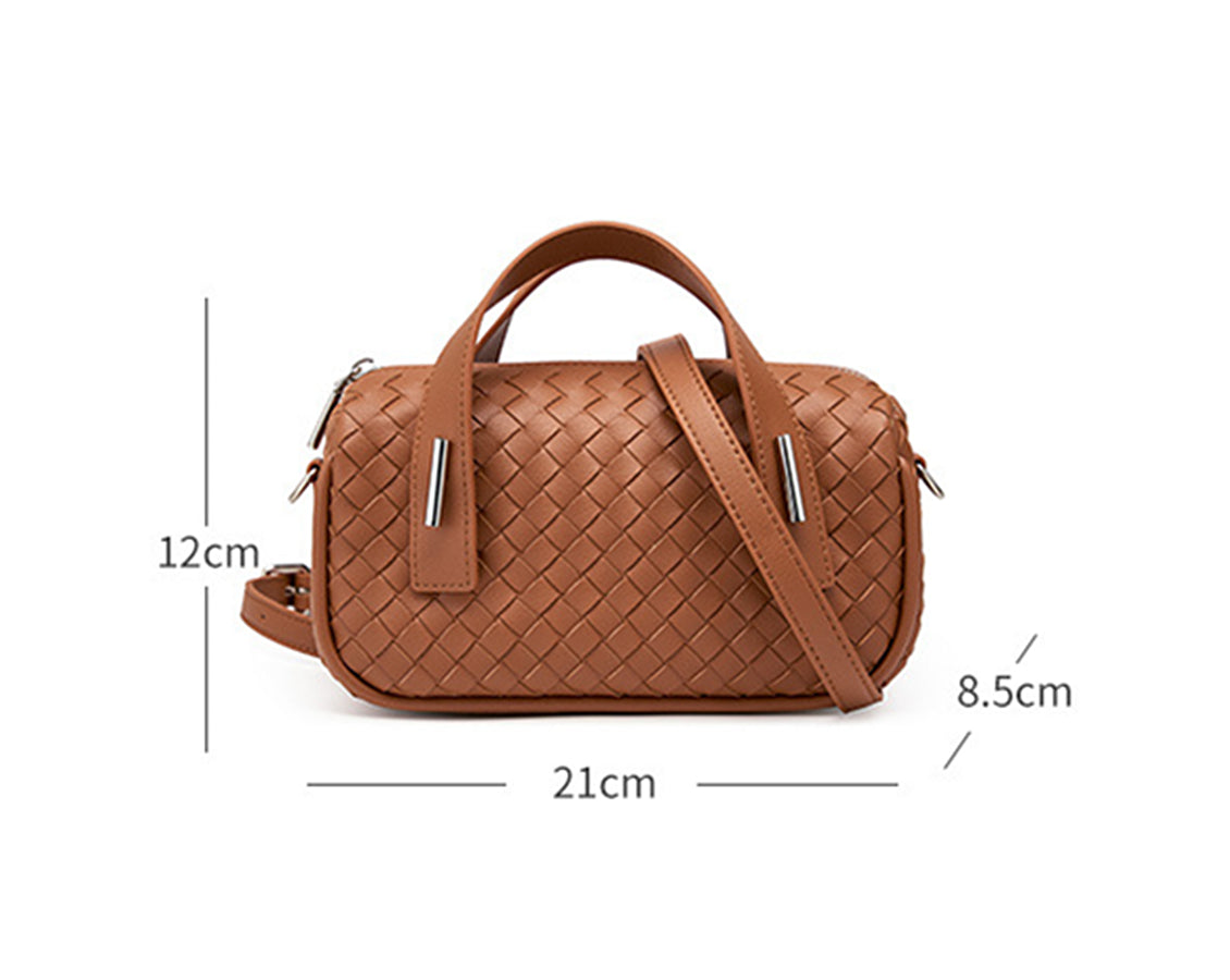 Nine Seven Tote Handbag Women's Genuine Leather Weaving Handmade Clutches Crossbody Bags