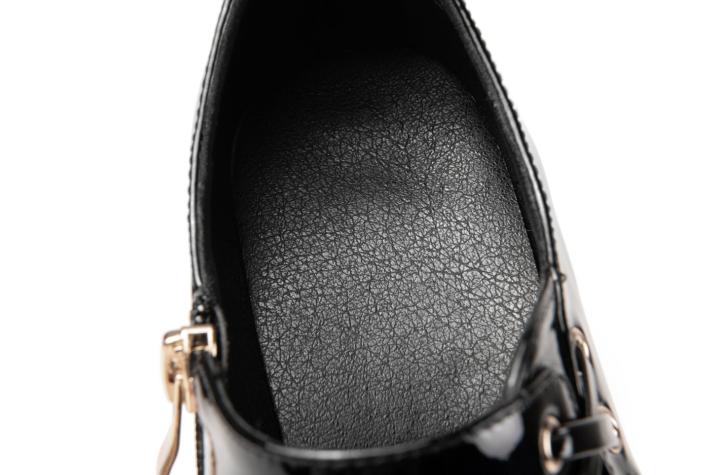 Nine Seven Women's Patent Leather Handmade Low Chunky Heel Pointed Toe Side Zipper Loafer Pump Shoes