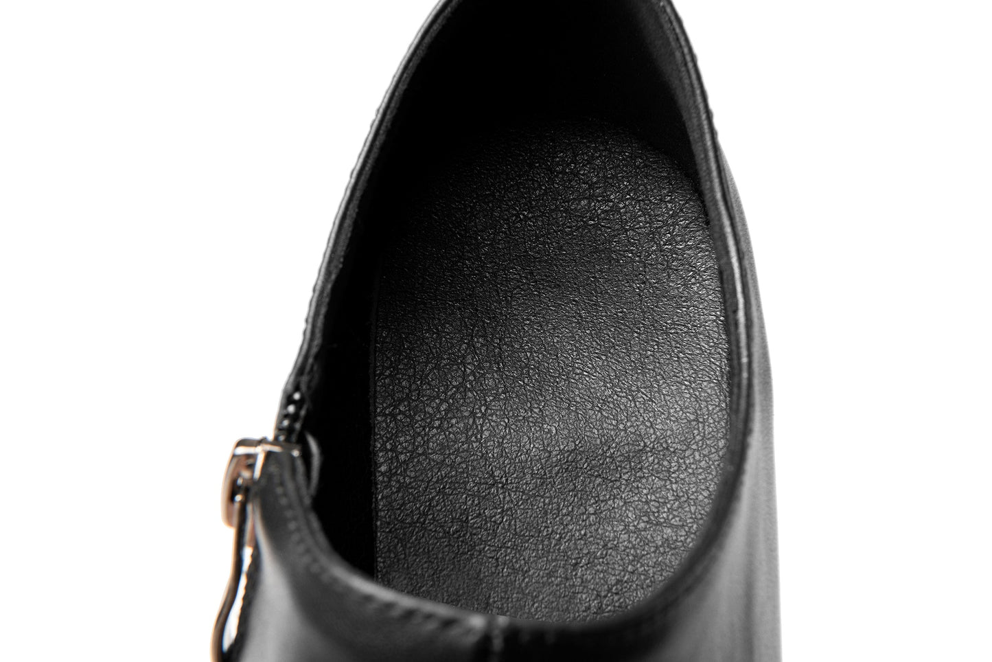 Nine Seven Genuine Leather Women's Handmade Square Toe Chic Zip Up Mid Chunky Heel Pump Shoes with Sequin and Crystal