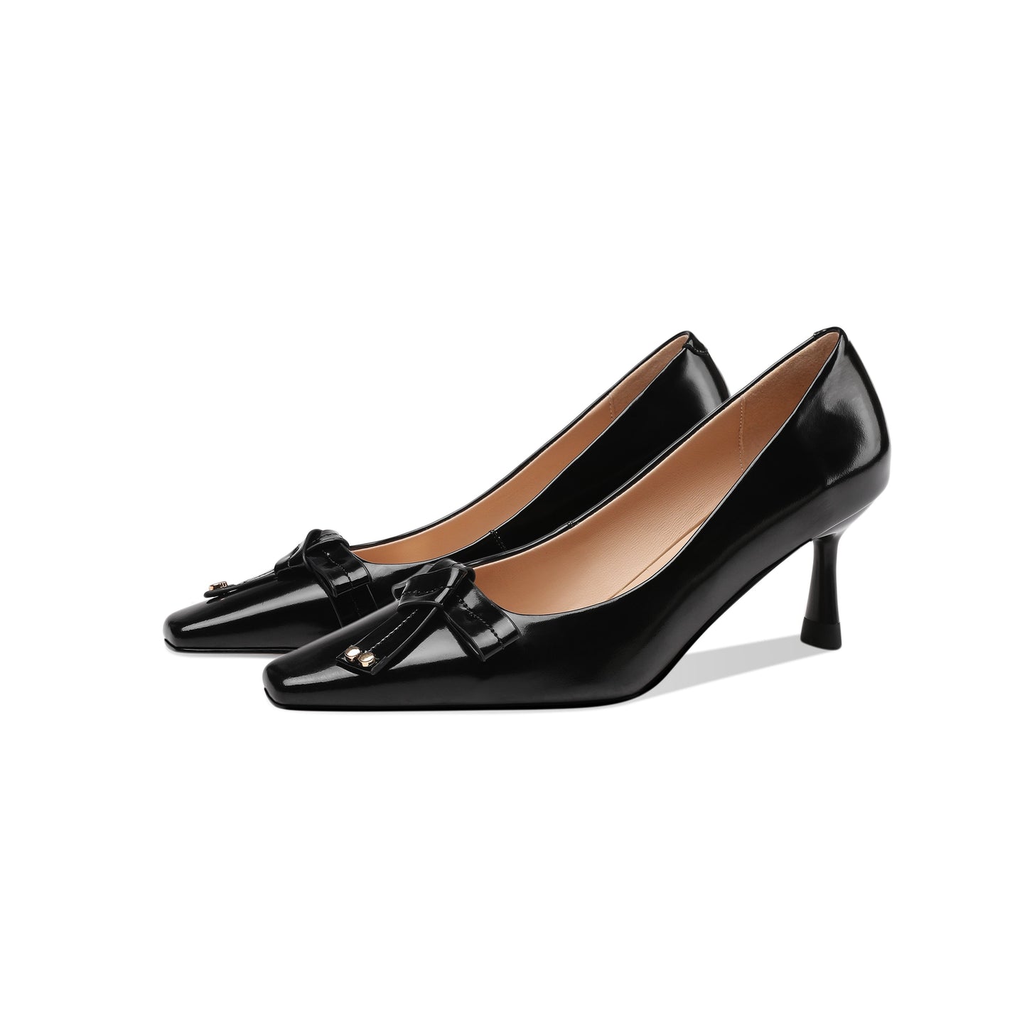 Nine Seven Women's Handmade Glossy Patent Leather Bowknot Decor Sexy Stiletto Heel Dress Pump