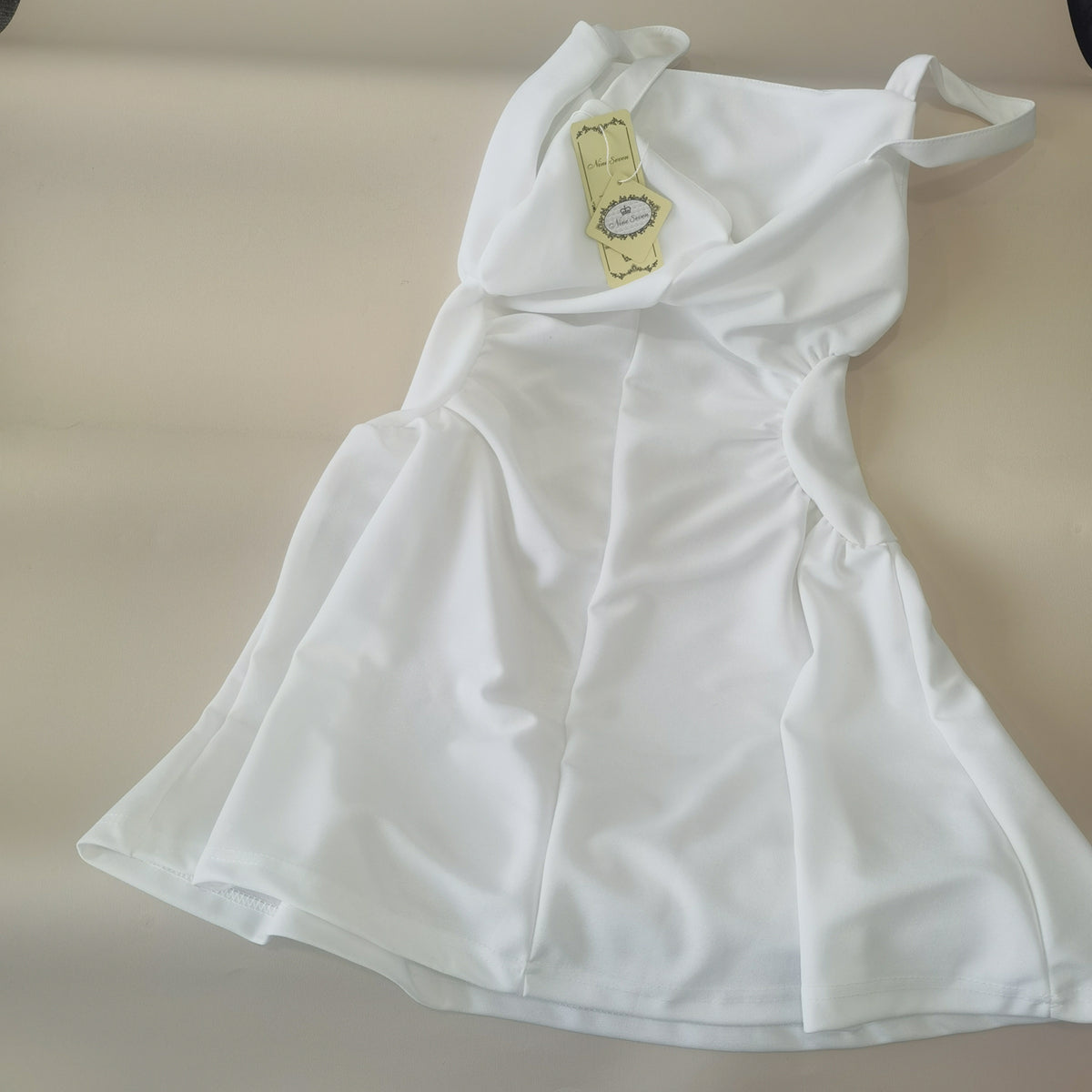 Nine Seven Ruffles Straps A-Line Sleeveless Black White Skirt