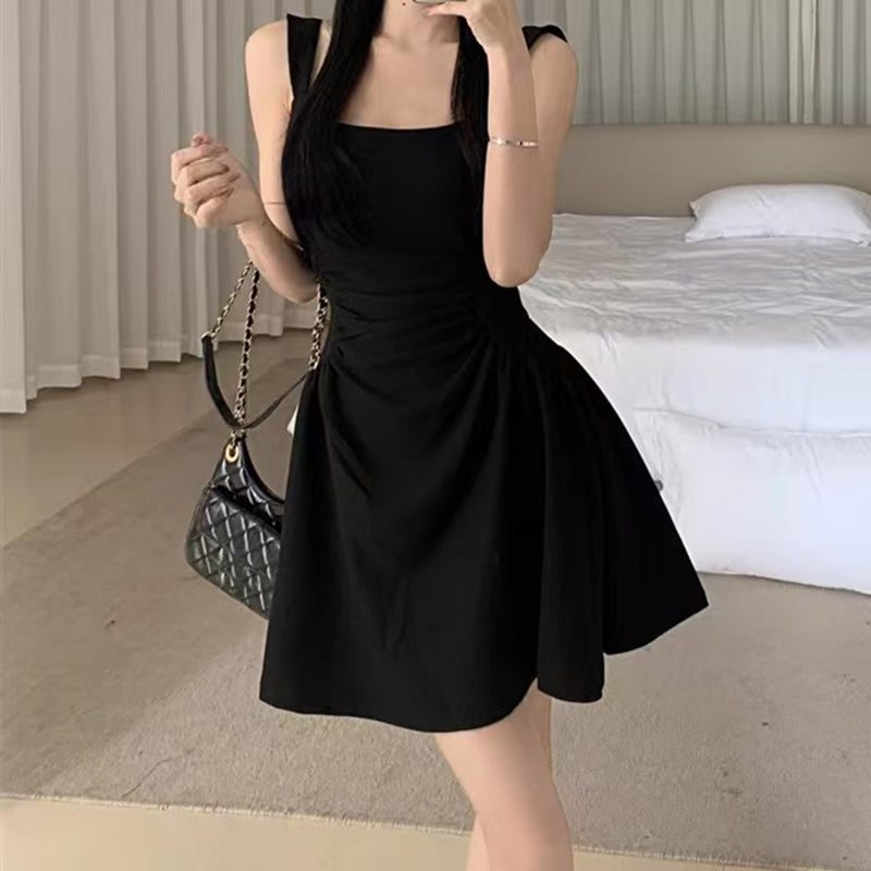 Nine Seven Ruffles Straps A-Line Sleeveless Black White Skirt