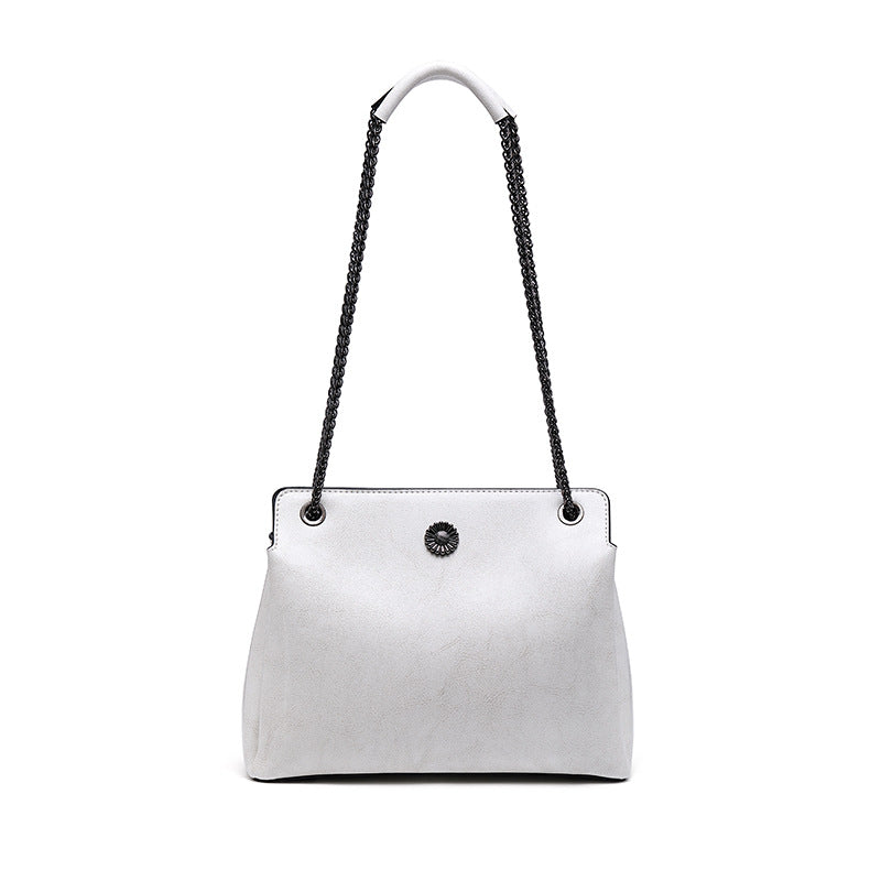 Nine Seven Genuine Leather Women's Chain Strap Shoulder Bag with Outside Pocket