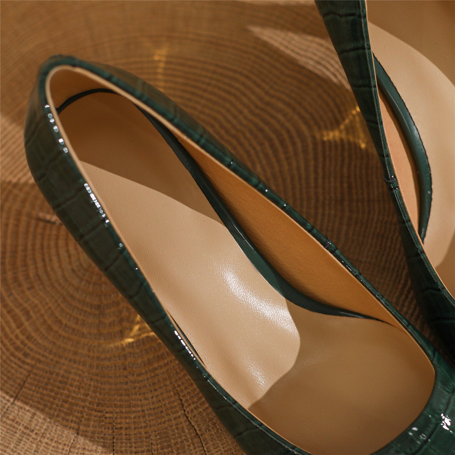 Nine Seven Women's Cap Toe Plaid Patent Leather Handmade Kitten Heel Slip On Chic Pumps Shoes