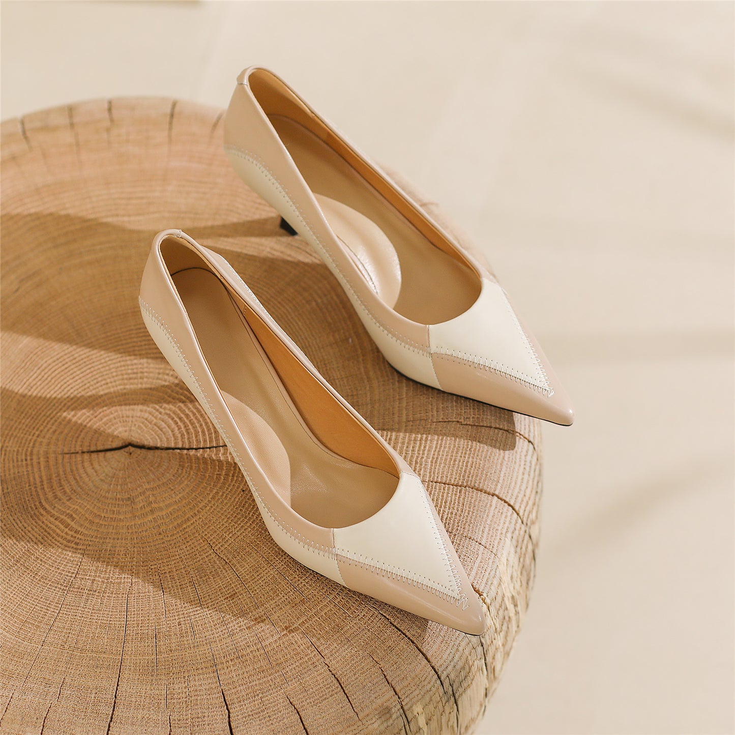 Nine Seven Women's Pointed Toe Multicolor Genuine Leather Handmade Stiletto Mid Heel Trendy Pumps Shoes