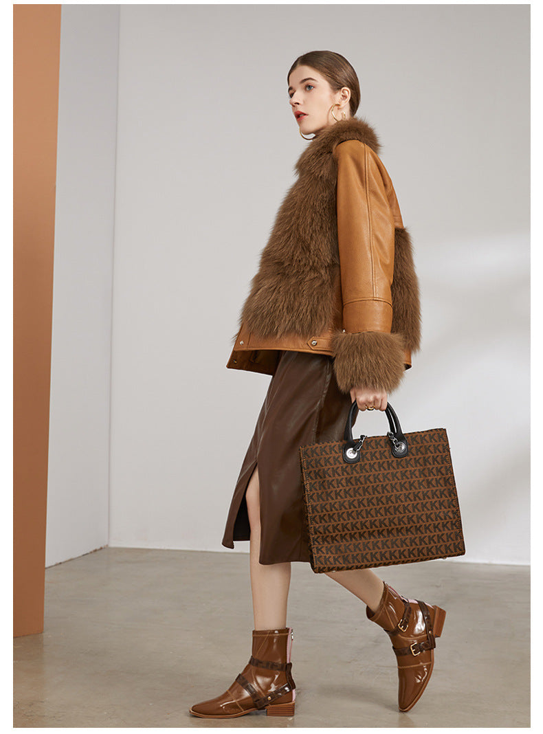 Nine Seven Fox Fur Coat Women's Genuine Leather Jacket Customization