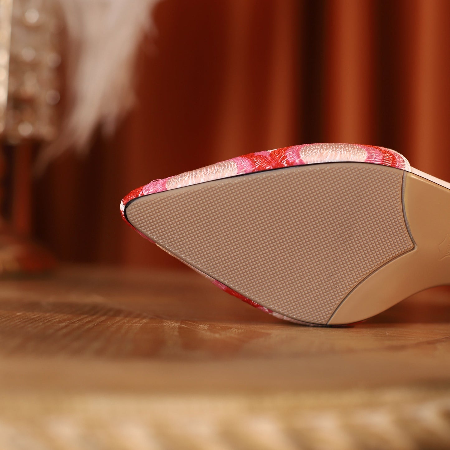 Nine Seven Women's Pointed Toe Emboidered Floral Print Genuine Leather Handmade Buckle Low Chunky Heel Sandal Pumps