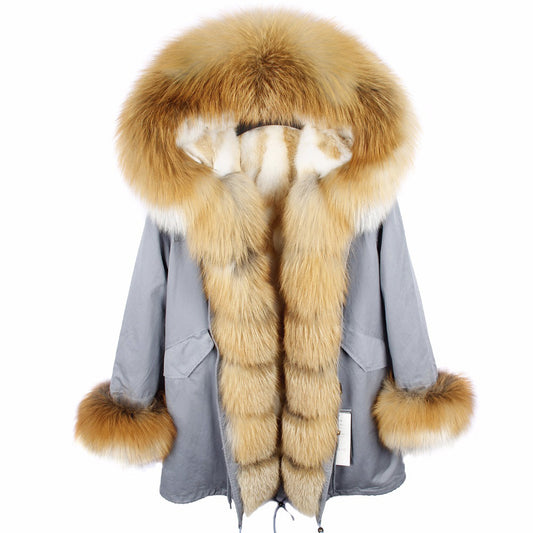 Nine Seven Rabbit Fur Women's Overcoat Winter Parka Coats Customization