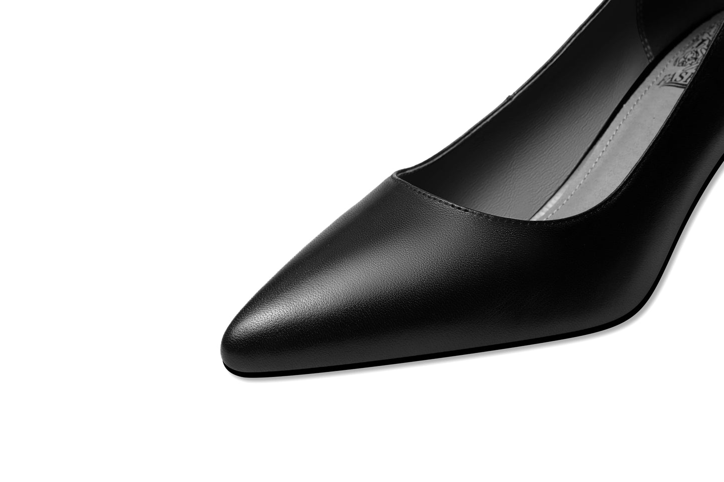 Nine Seven Genuine Leather Women's Handmade Pointed Toe Metal Chain Decor Mid Heel Pumps