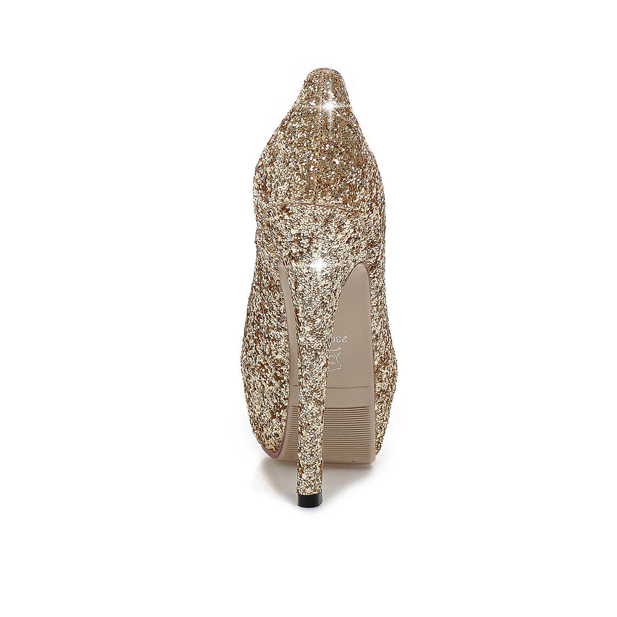 Nine Seven Glitter Sequins Platform Peep Toe Women's Handmade High Stiletto Heel Slip On Weeding Party Shoes