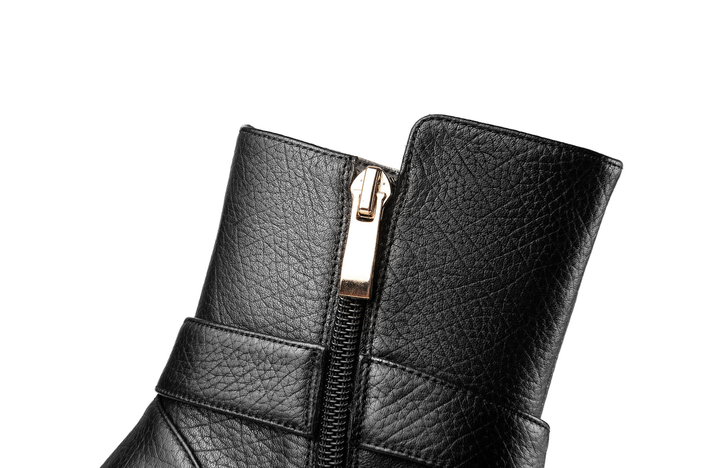 Nine Seven Women's Pointed Toe Genuine Leather Handmade Buckle Side Zip Up Ankle Boots with Inner Height