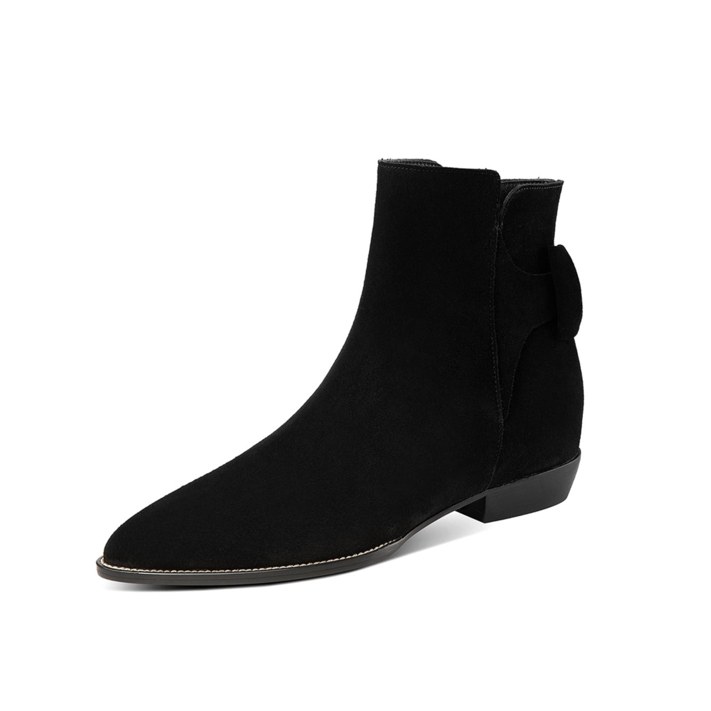 Nine Seven Women's Pointed Toe Suede Leather Handmade Inner Heels Side Zip Up Casual Ankle Boots