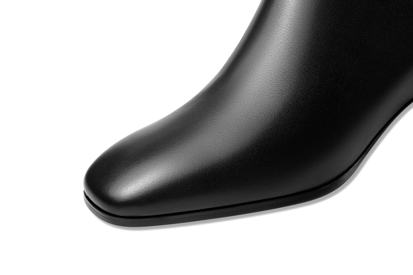 Nine Seven Women's Square Toe Genuine Leather Low Chunky Heels Handmade Side Zipper Modern Ankle Boots