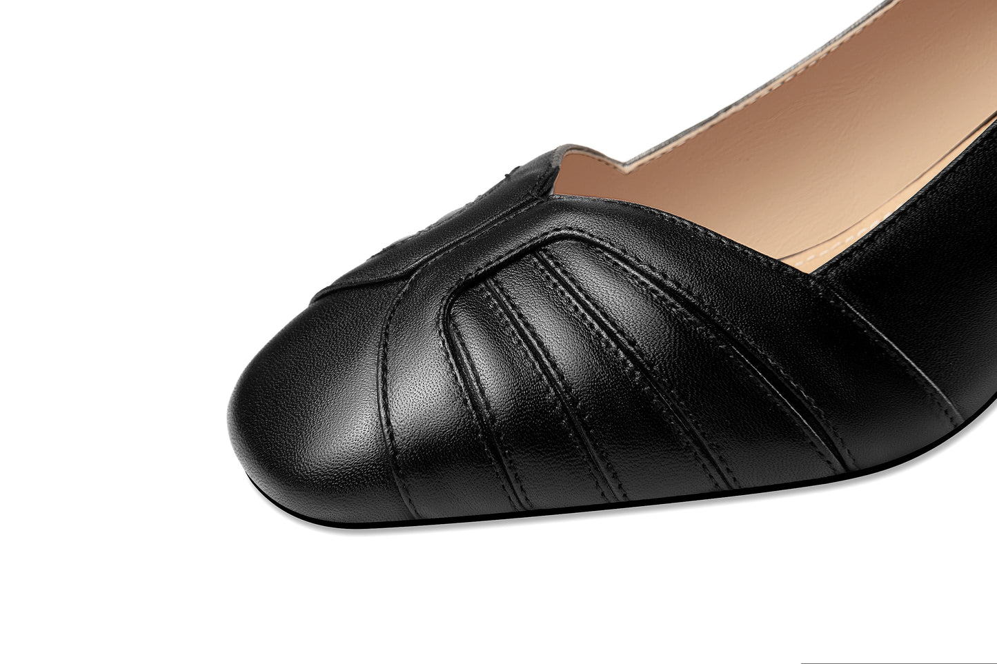 Nine Seven Women's Genuine Leather Square Toe Handmade Block Heel Casual Pumps Shoes