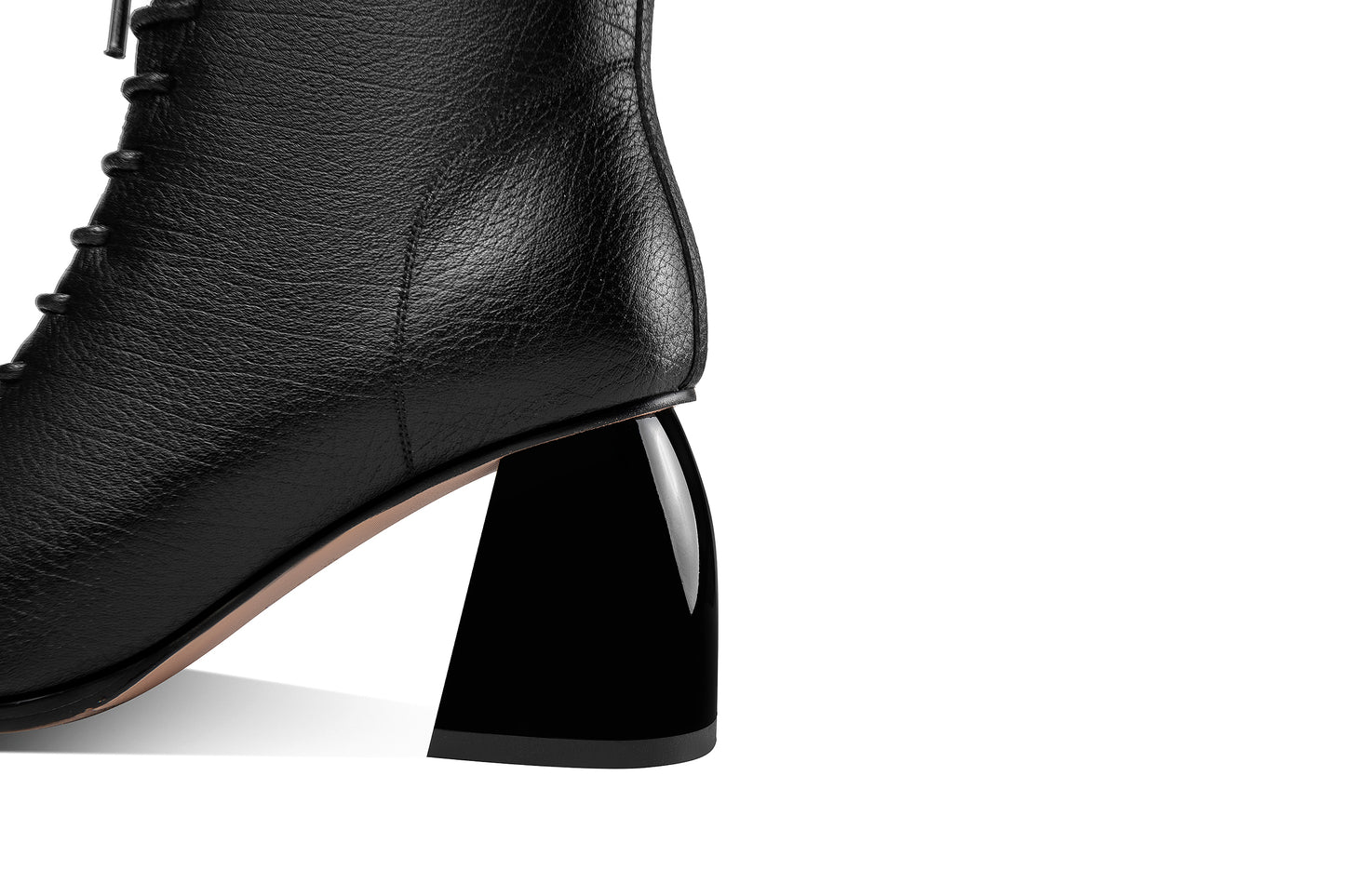 Nine Seven Women's Genuine Leather Square Toe Handmade Selftie Side Zipper Mid Chunky Heels Chic Ankle Boots