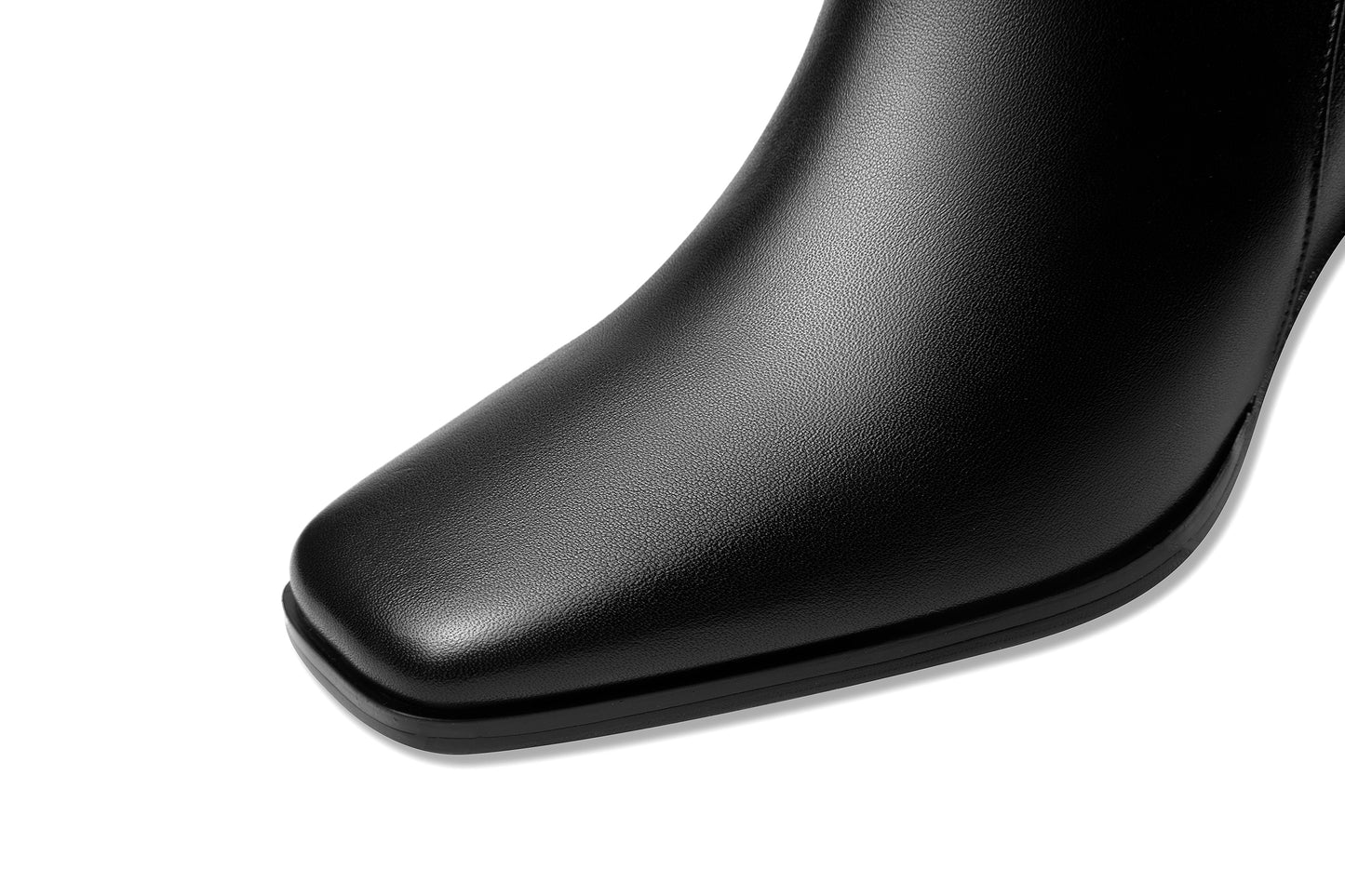 Nine Seven Handmade Women's Genuine Leather Ankle Strap Side Zipper Square Toe High Block Heel Short Boots