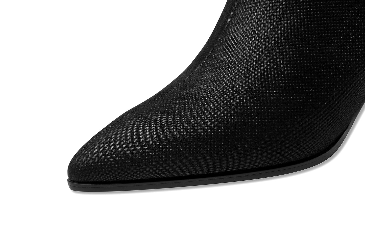 Nine Seven Handmade Women's Genuine Leather Rhinestones Woven Design Pointed Toe Side Zipper Mid Spool Heel Ankle Boots