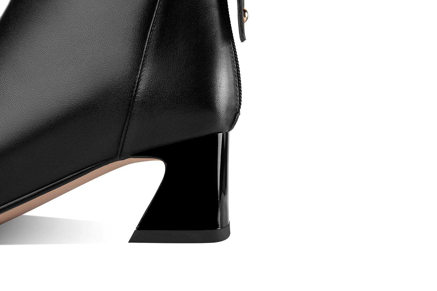 Nine Seven Handmade Women's Genuine Leather Back Zipper Square Toe Low Chunky Heel Ankle Boots