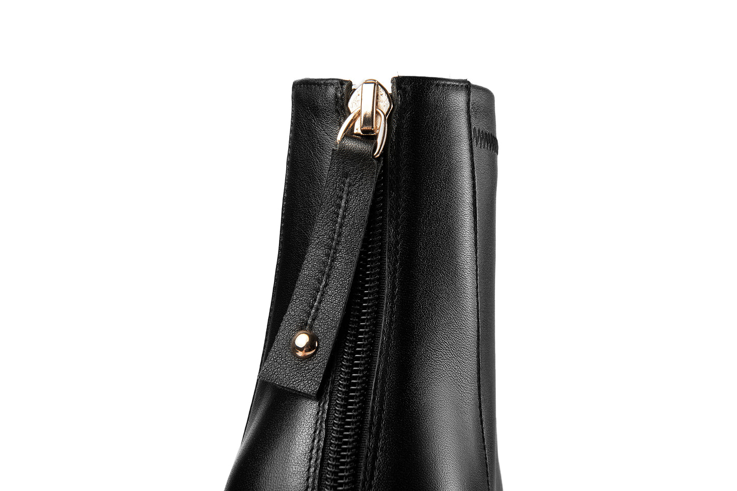 Nine Seven Handmade Women's Genuine Leather Back Zipper Square Toe Low Chunky Heel Ankle Boots