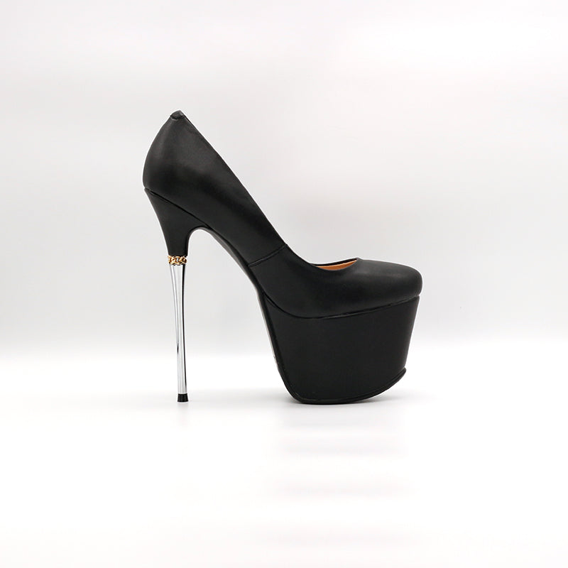 Nine Seven Genuine Leather Women's Pointed Toe Handmade High Stiletto Heel Platform Weeding Pumps Shoes