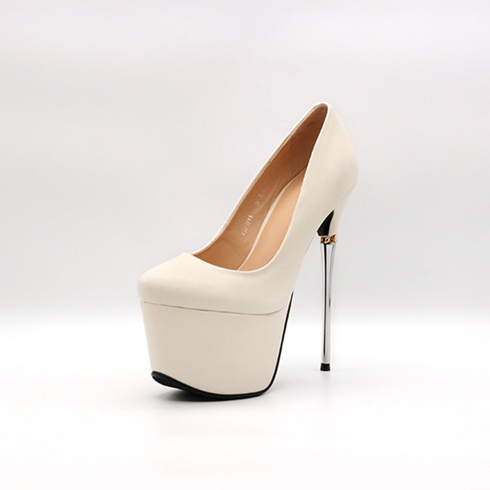 Nine Seven Genuine Leather Women's Pointed Toe Handmade High Stiletto Heel Platform Weeding Pumps Shoes