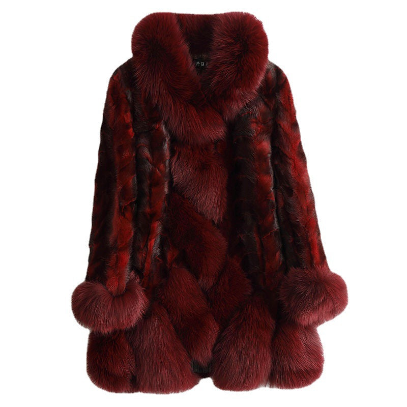 Nine Seven Mink Fur Women's Overcoat Long Coat Customization