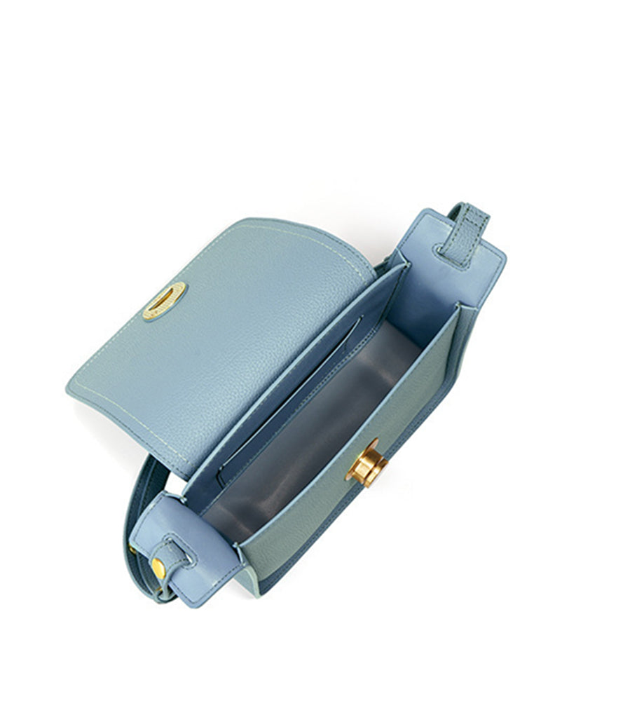 Nine Seven Women's Genuine Leather Handmade Shoulder Bags Solid Color Yellow Blue Bag