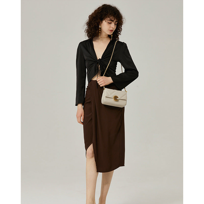 Nine Seven Genuine Leather Women's Handmade Crossbody Bag Metal Ball Decor Purses