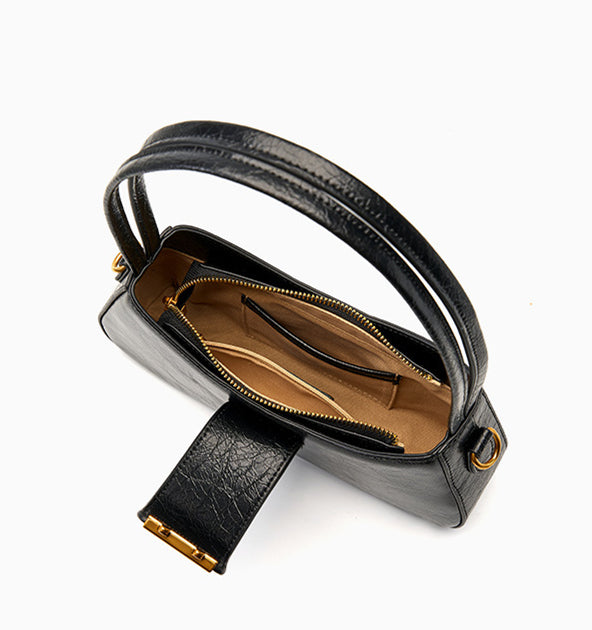 Nine Seven Handmade Genuine Leather Shoulder Bag for Women Silver Black