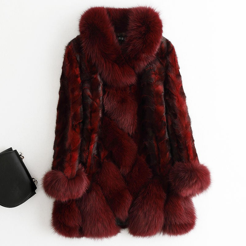Nine Seven Mink Fur Women's Overcoat Long Coat Customization