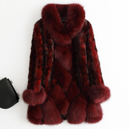 Nine Seven Mink Fur Women's Overcoat Long Coat Customization