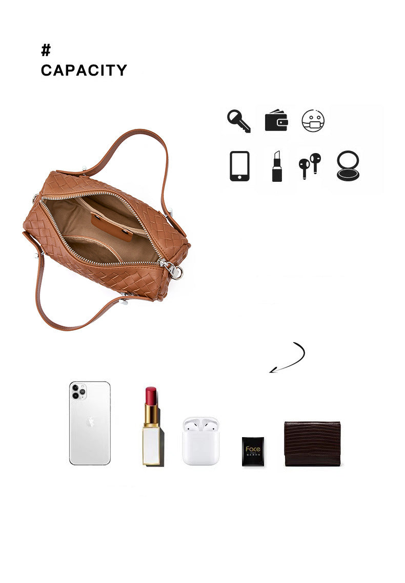 Nine Seven Tote Handbag Women's Genuine Leather Weaving Handmade Clutches Crossbody Bags