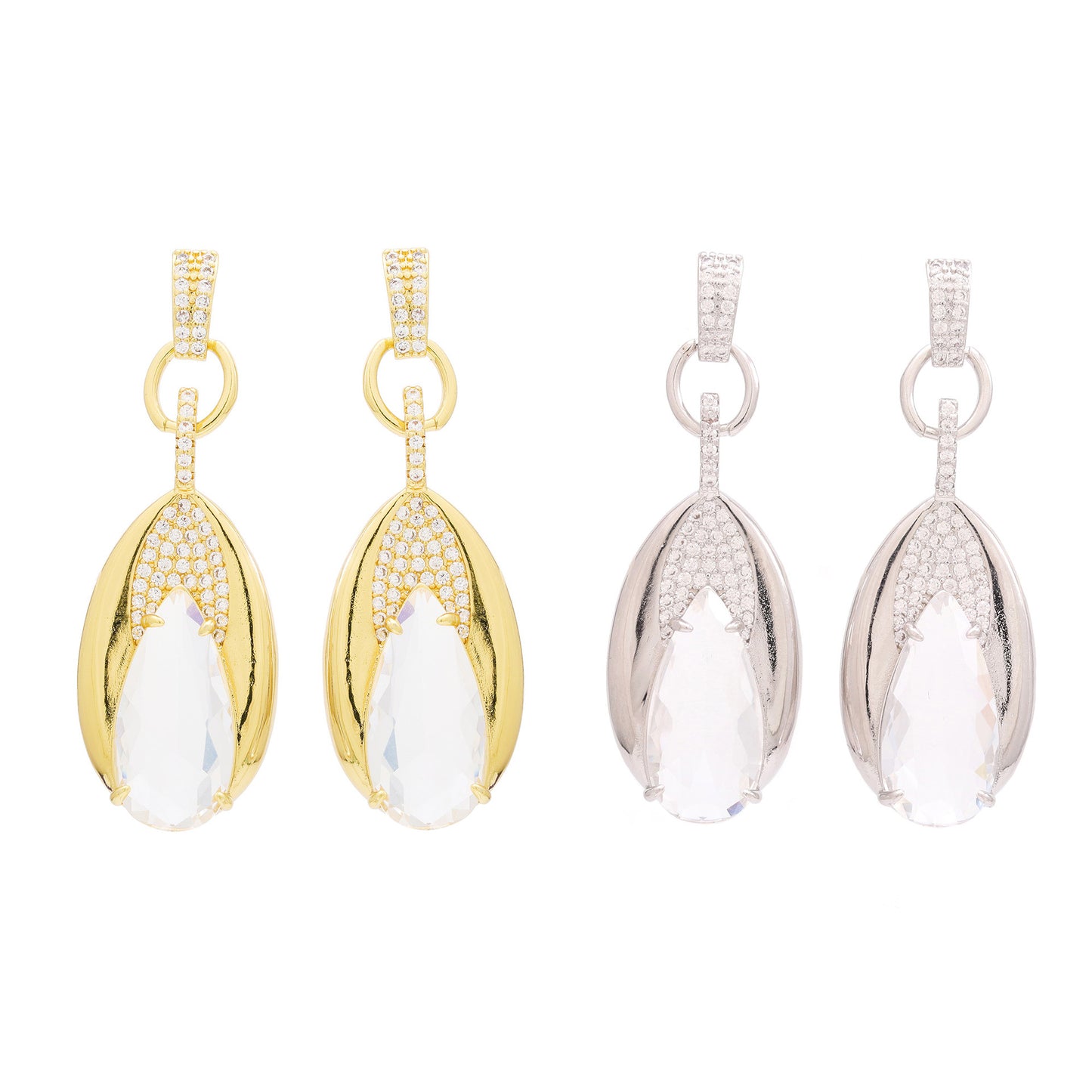 Glitter Crystal Gem Earrings for Women Plated Bright Pendant Earrings Jewelry for Gifts