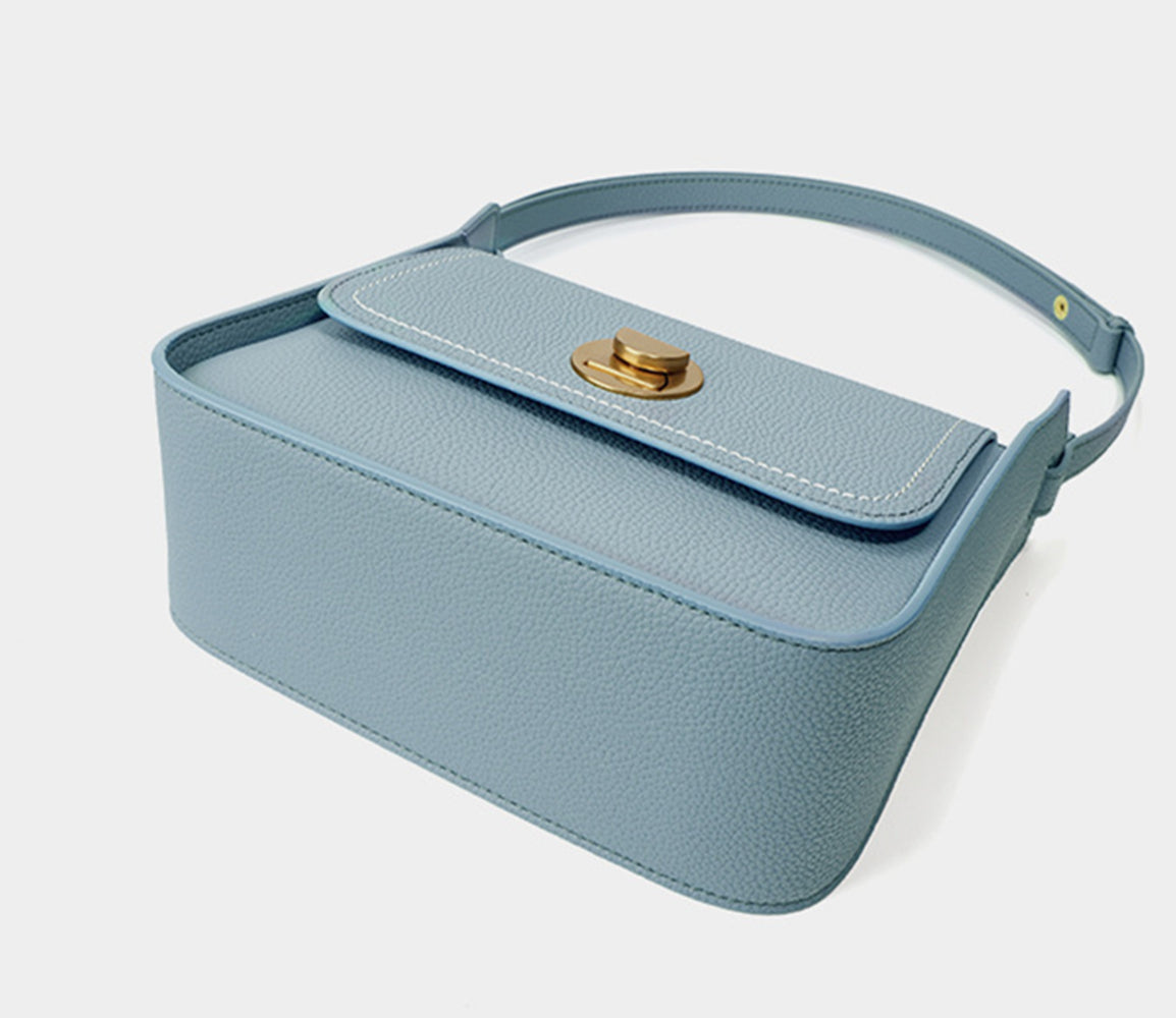 Nine Seven Women's Genuine Leather Handmade Shoulder Bags Solid Color Yellow Blue Bag