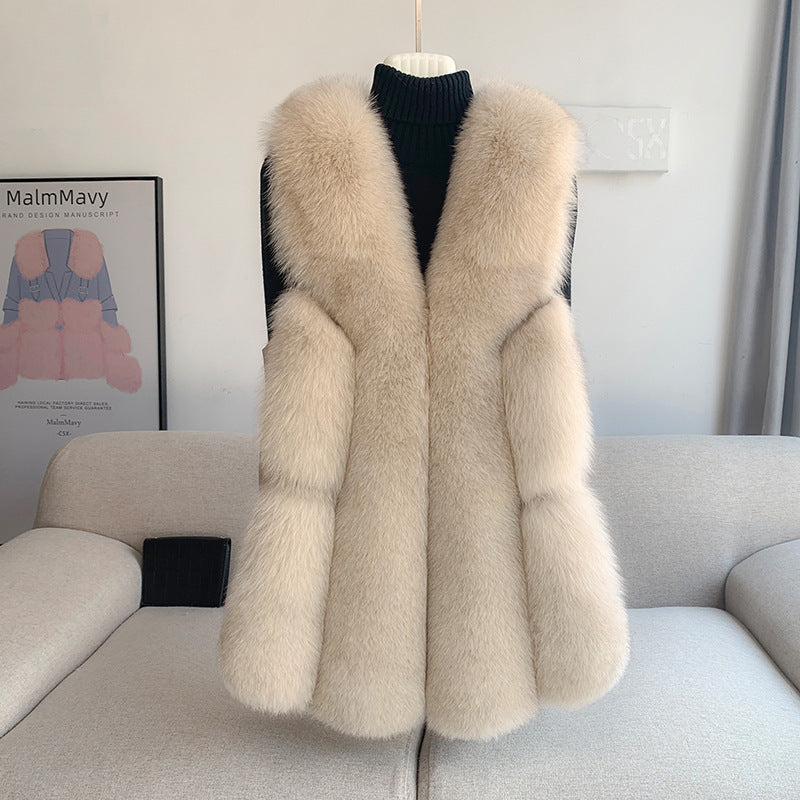 Nine Seven Women's Fox Fur Winter Vest Sleeveless Coat Customization