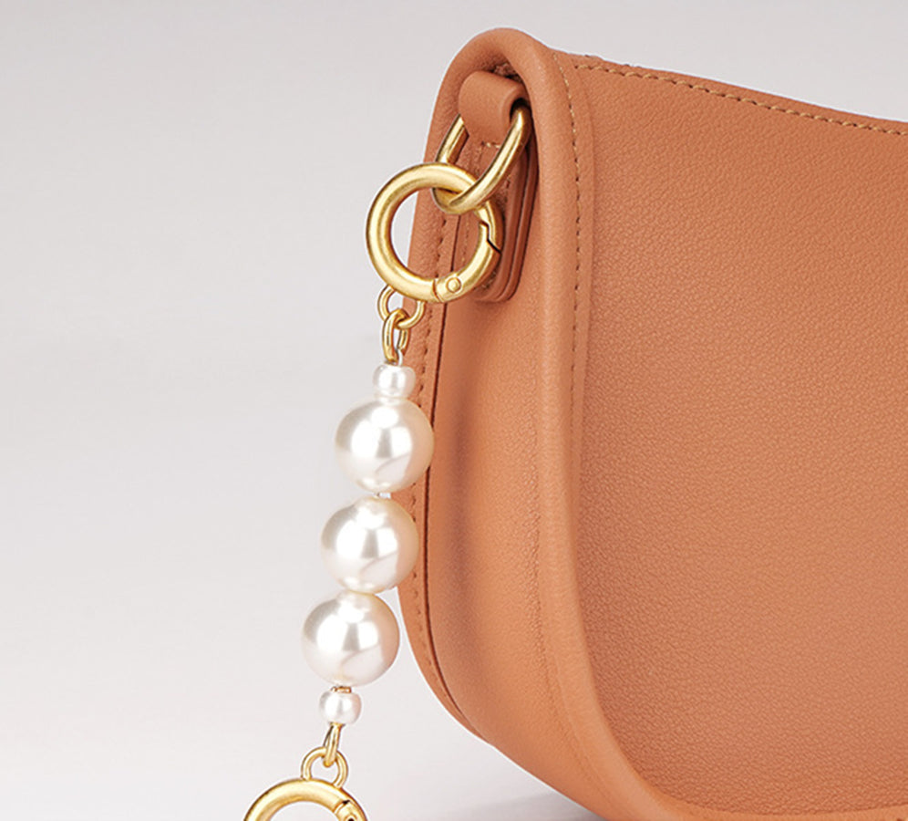Nine Seven Genuine Leather Women's Handmade Pearls Design Zip Up Shoulder Bags Crossbody Purse