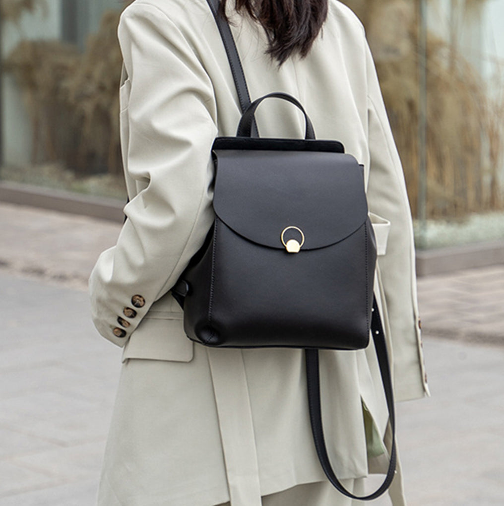 Nine Seven Women's Handmade Genuine Leather Backpack Traval School Casual Bag