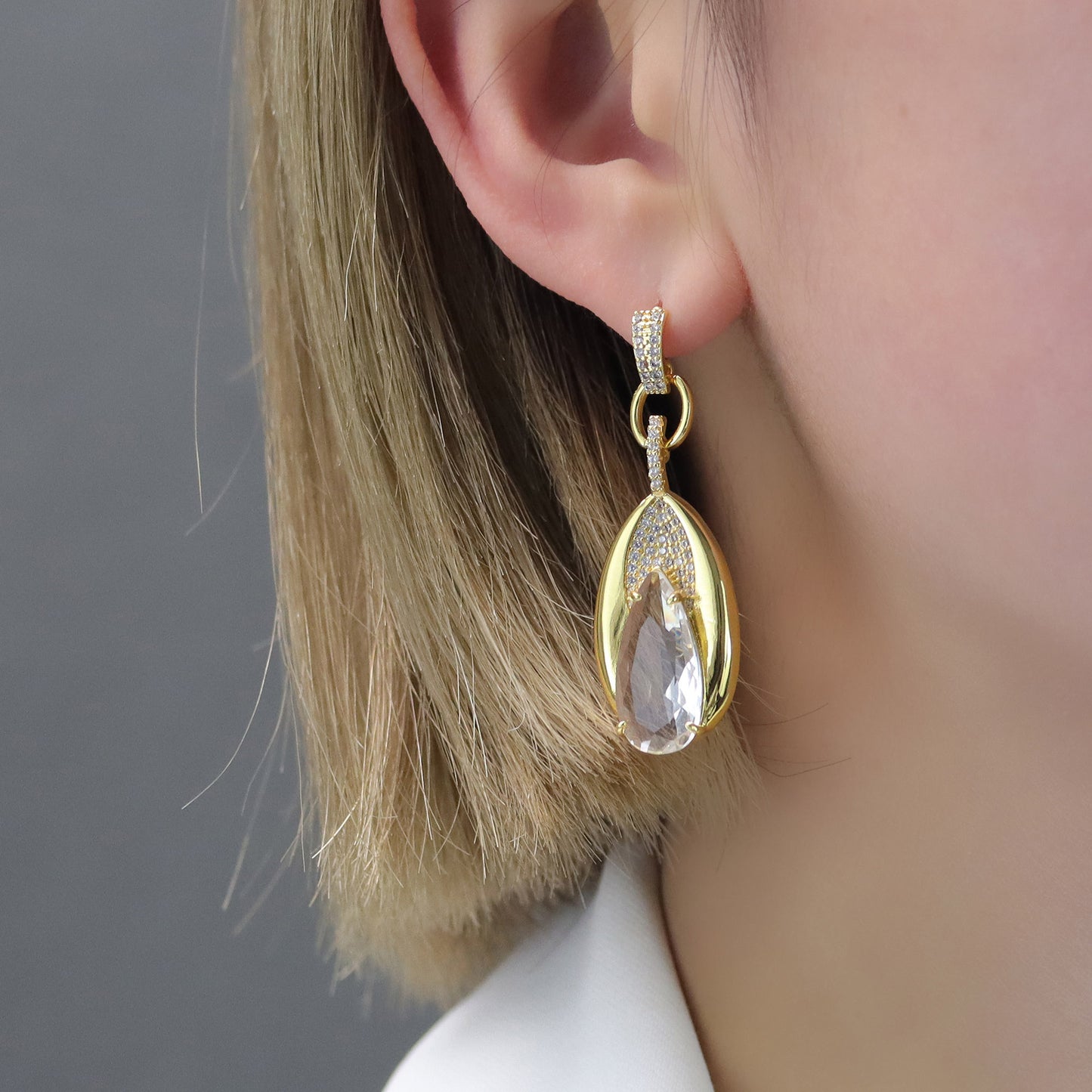 Glitter Crystal Gem Earrings for Women Plated Bright Pendant Earrings Jewelry for Gifts