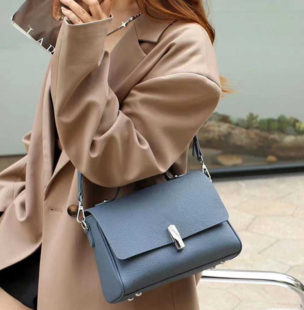 Nine Seven Women's Handmade Genuine Leather Tote Handbag Crossbody Bag with Zip