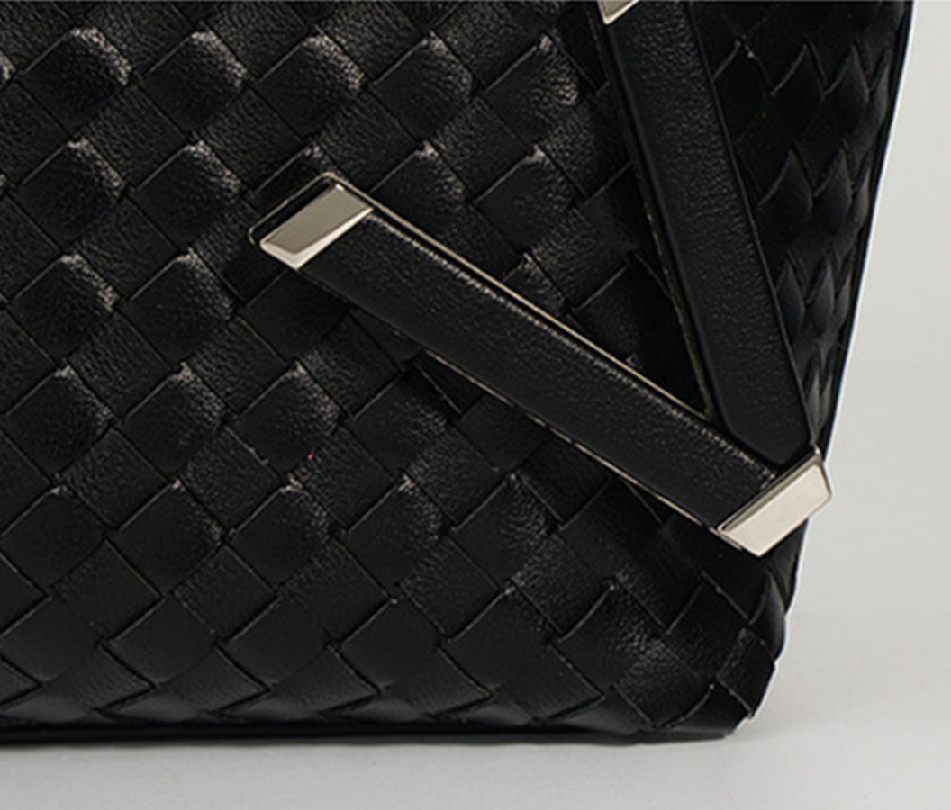 Nine Seven Genuine Leather Women's Weaving Tote Handbag with Subbag Crossbody Shoulder Bag