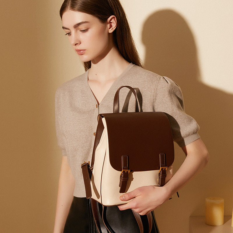 Nine Seven Women's Handmade Genuine Leather Backpack Work School Casual Bag