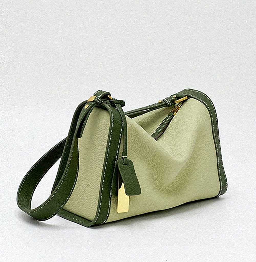 Nine Seven Women's Handmade Genuine Leather Small Shoulder Bag Zip Up Crossbody Handbag