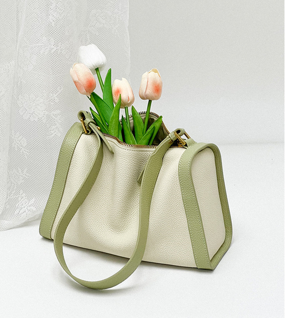 Nine Seven Women's Handmade Genuine Leather Small Shoulder Bag Zip Up Crossbody Handbag