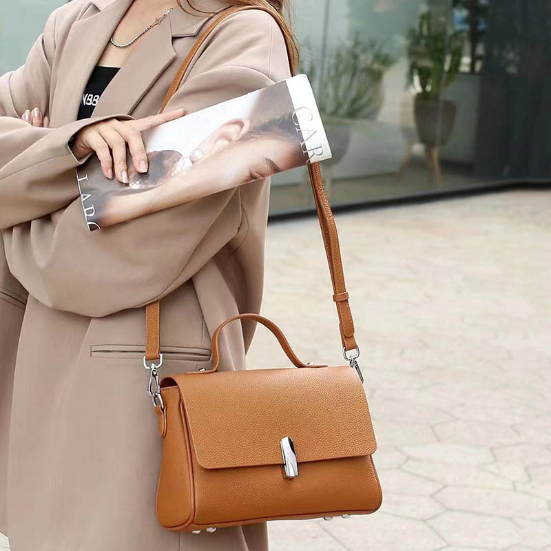 Nine Seven Women's Handmade Genuine Leather Tote Handbag Crossbody Bag with Zip