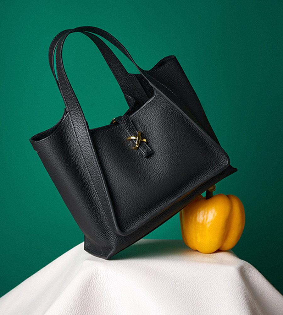 Nine Seven Genuine Leather Handmade Tote Handbag for Women Large Capacity Crossbody Bags with Inside Subbag