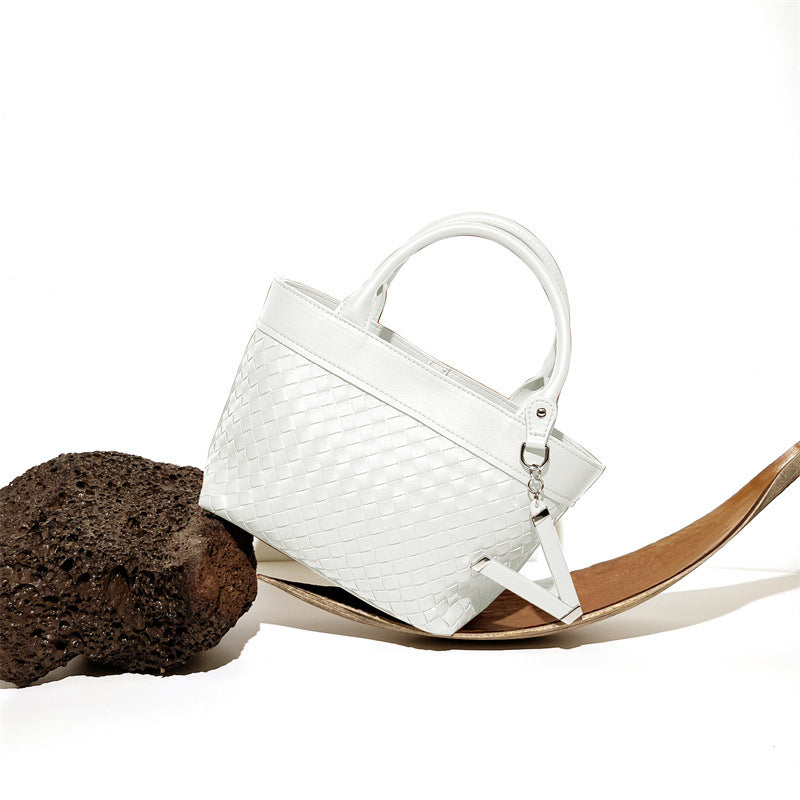 Nine Seven Genuine Leather Women's Weaving Tote Handbag with Subbag Crossbody Shoulder Bag