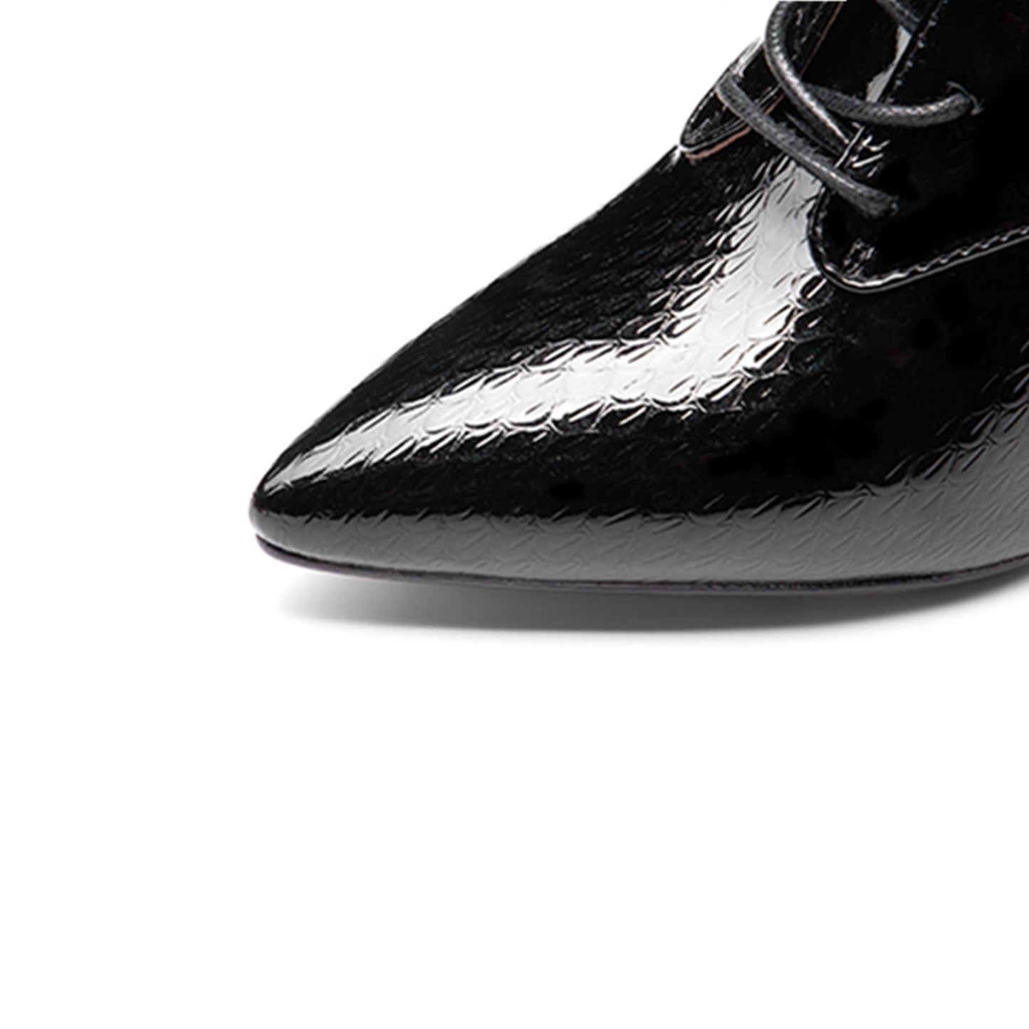 Nine Seven Women's Genuine Leather Handmade Clear Pointed Toe Sexy High Heel Lace Up Graceful Pump Shoes