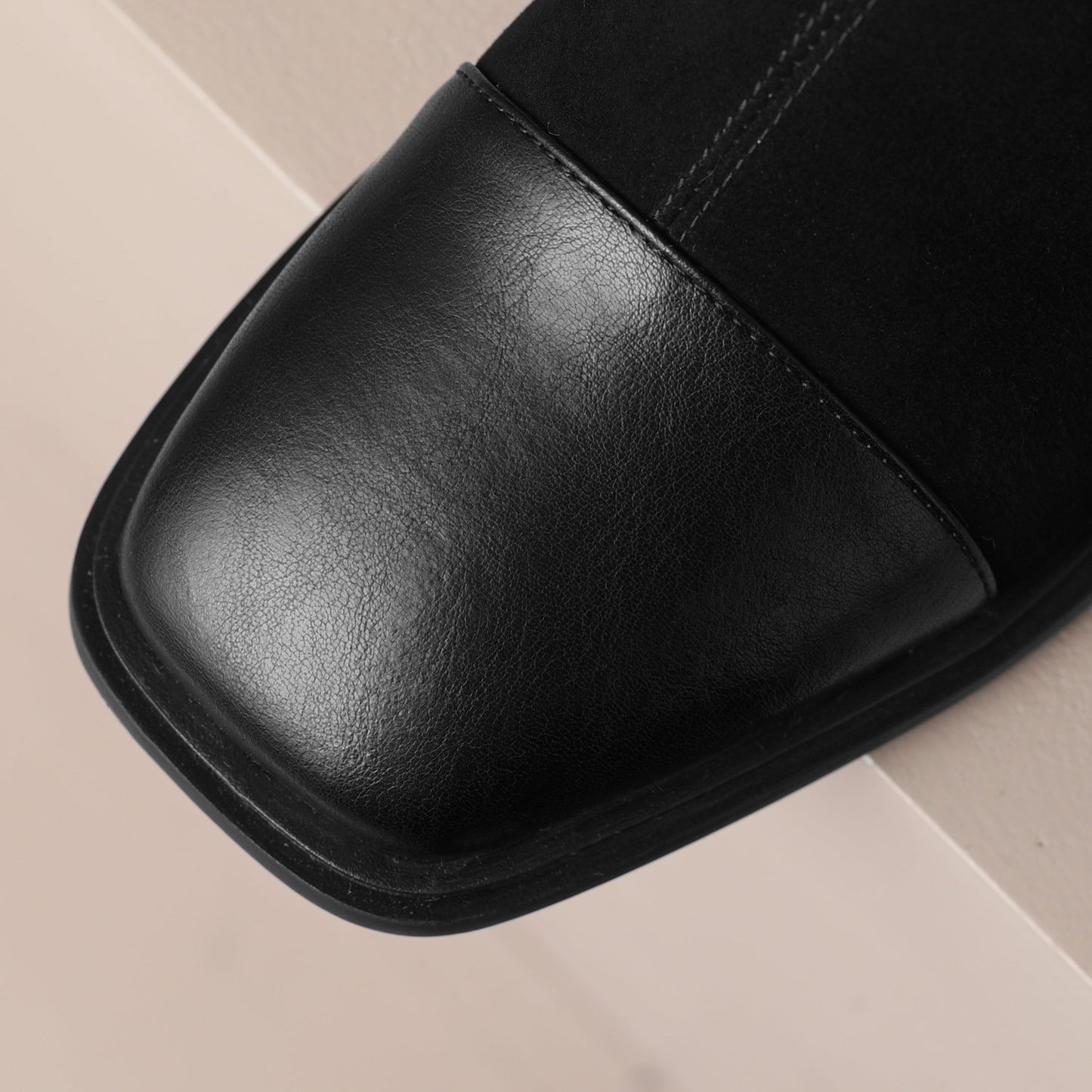Nine Seven Handmade Women's Suede Leather Cap Toe Back Zip Mid Block Heel Charming Calf-High Boots