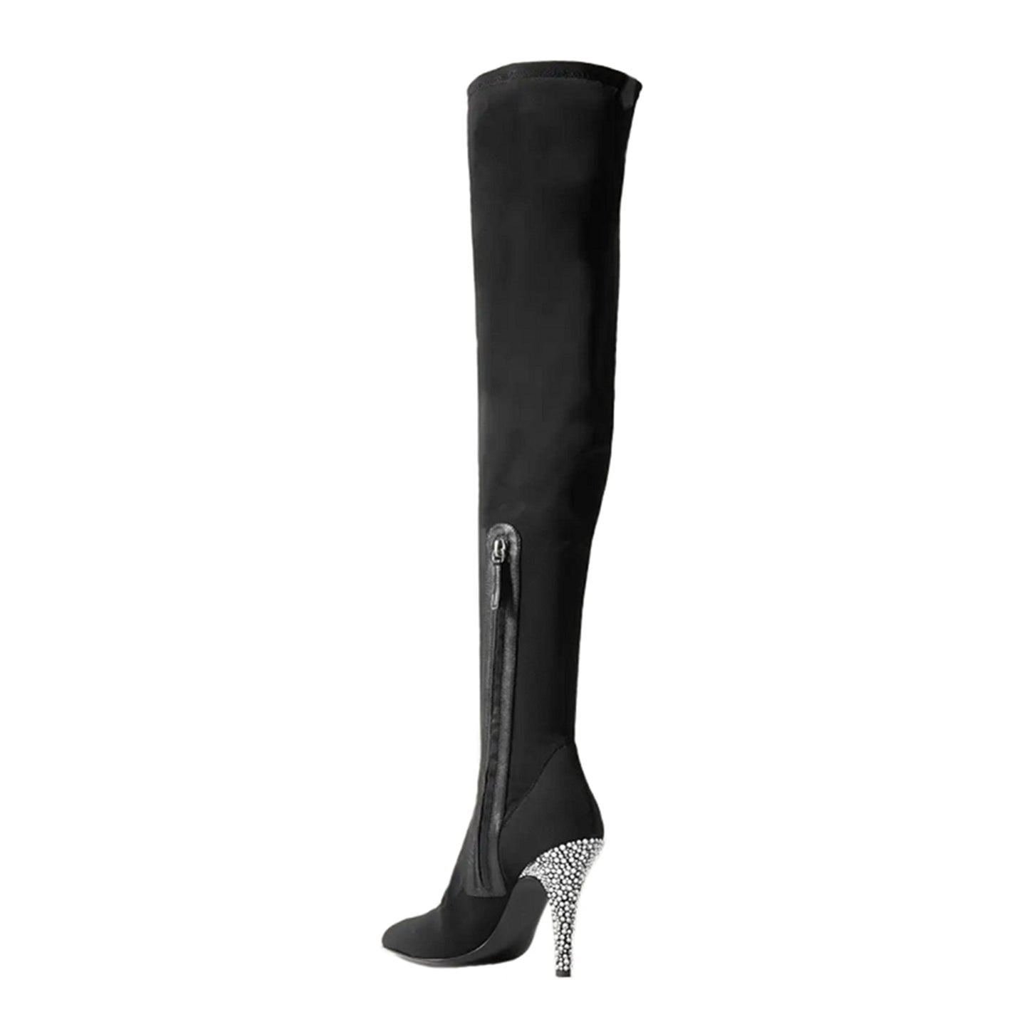 Nine Seven Handmade Women's Stretch Suede Pull On Side Zipper Pointed Toe High Stiletto Heel Over Knee Boots Shoes