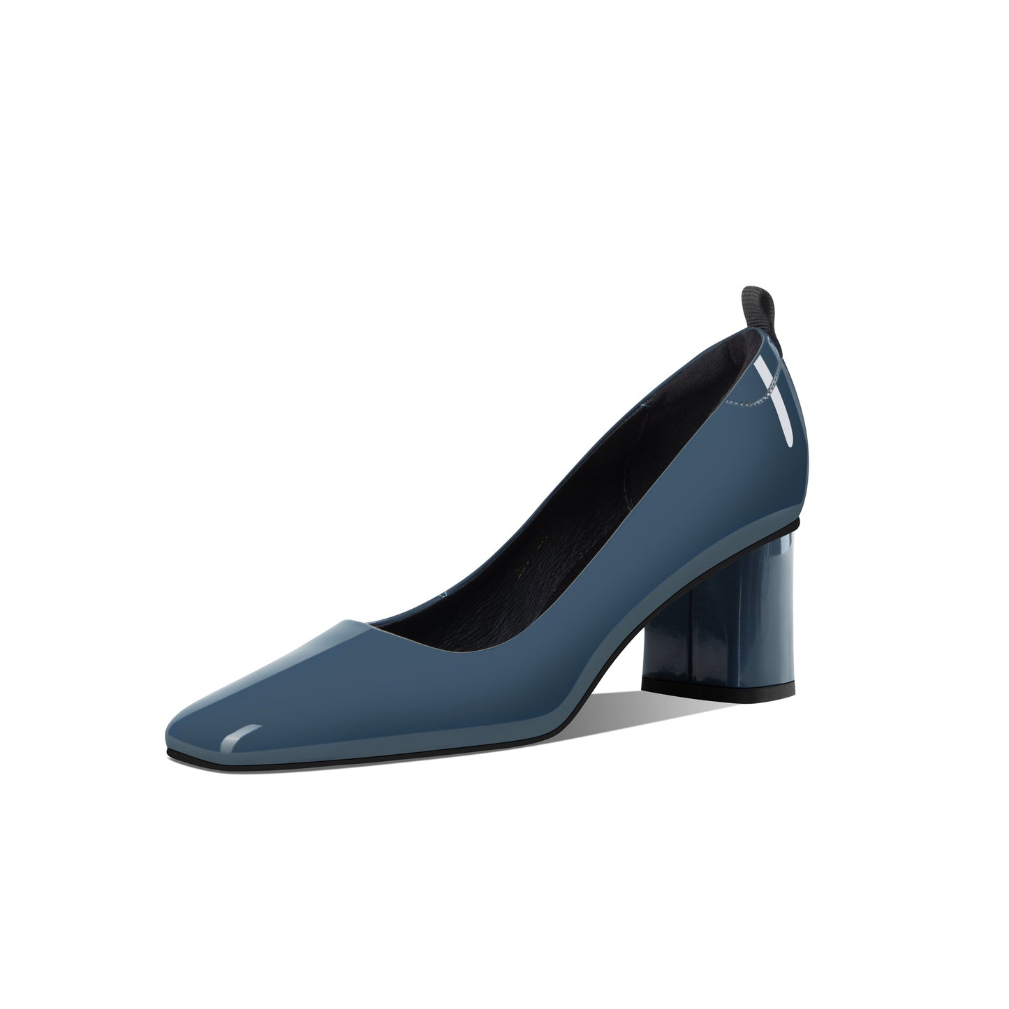 Nine Seven Women's Glossy Patent Leather Square Toe Handmade Chunky Heels Pumps Shoes